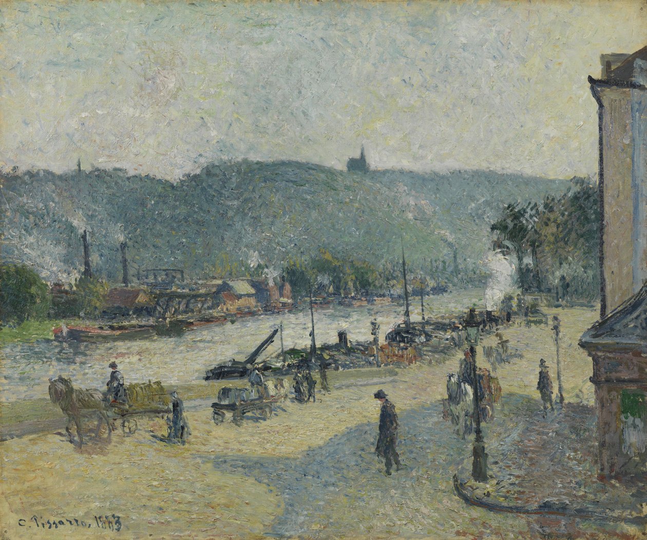 Plac Lafayette, Rouen, 1883 autorstwa Camille Jacob Pissarro