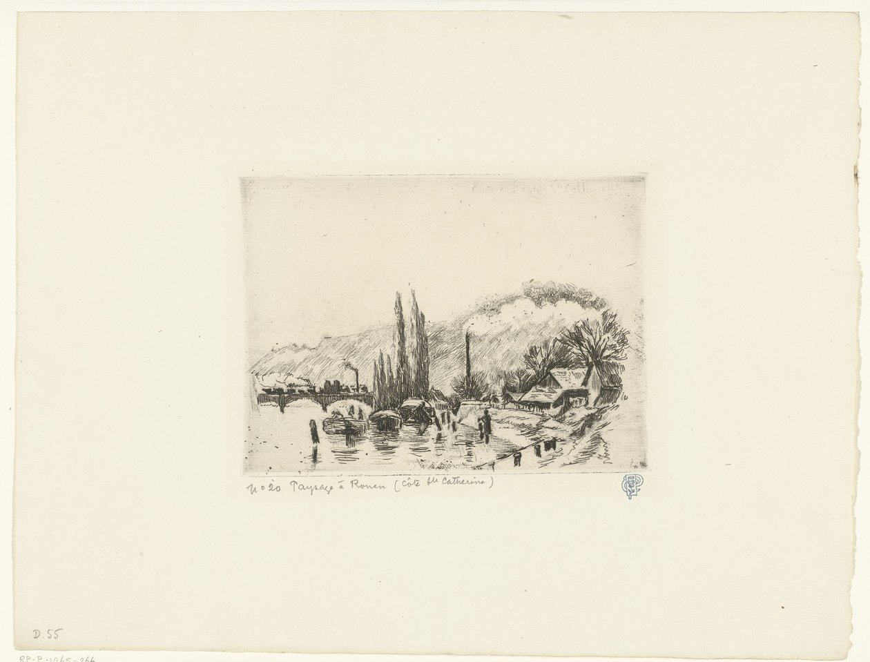 Krajobraz w pobliżu Rouen Paysage à Rouen (Côte ste Catherine) (tytuł na obiekcie) autorstwa Camille Jacob Pissarro