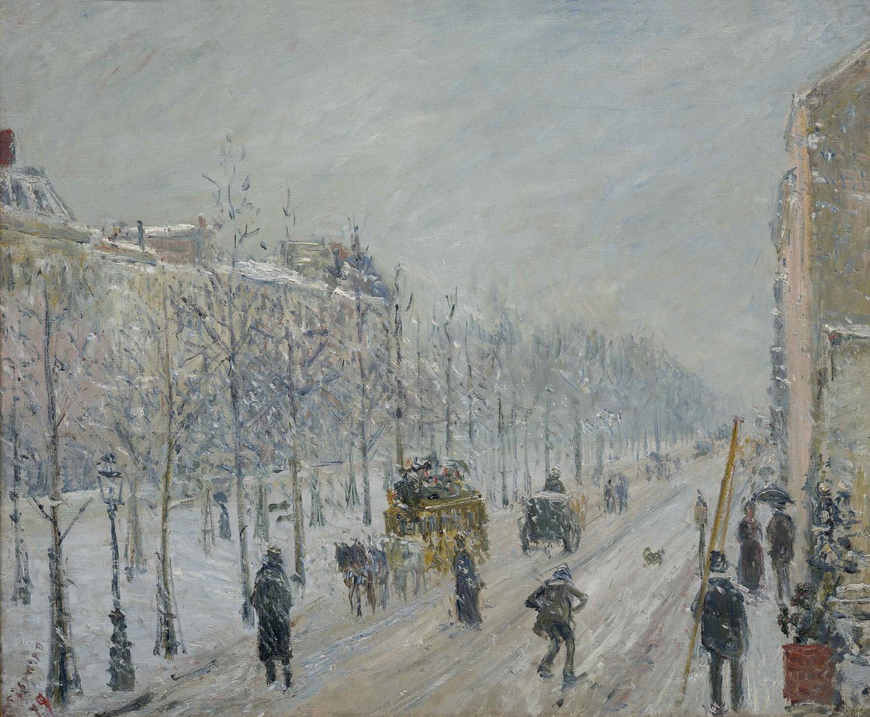 Bulwary, elewacje, efekt śniegu, 1879. autorstwa Camille Jacob Pissarro
