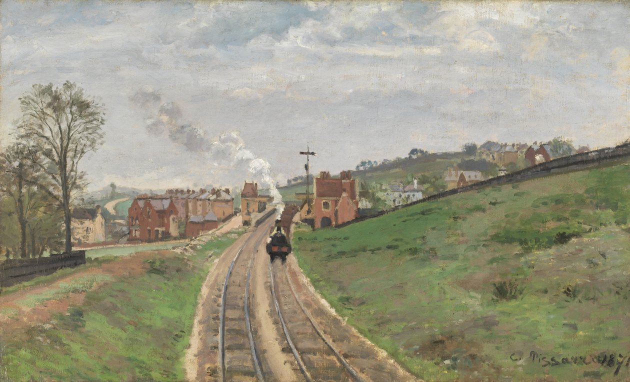 Stacja Lordship Lane, Dulwich, 1871 autorstwa Camille Jacob Pissarro