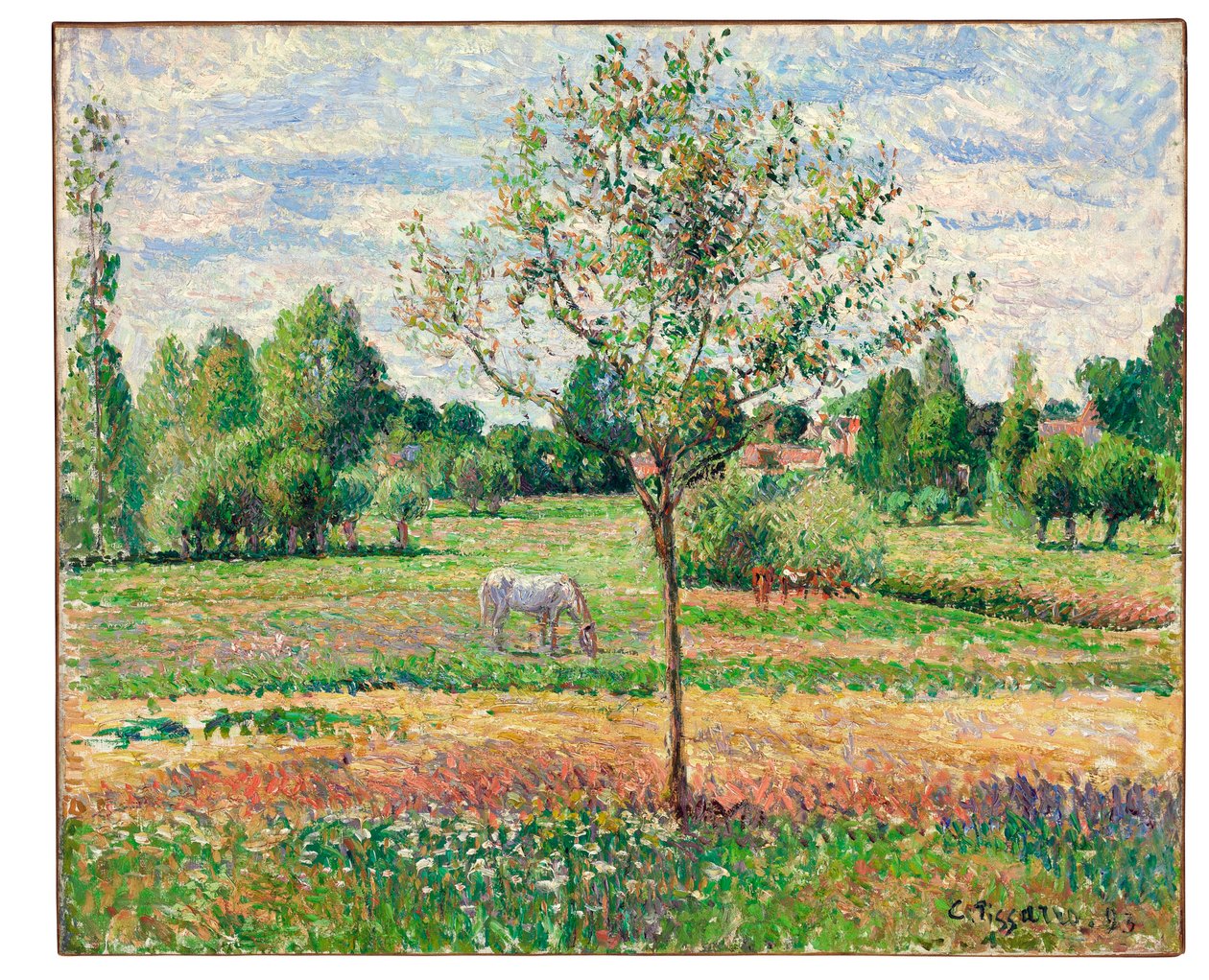 Łąka z Szarym Koniem, Eragny, 1893 autorstwa Camille Jacob Pissarro
