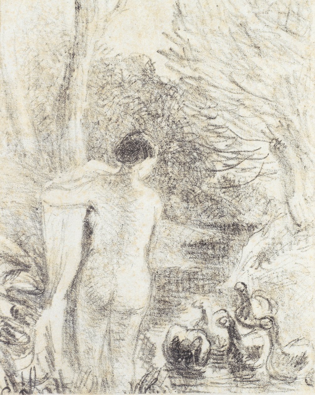 Akt z łabędziami, ok. 1895 (badanie dla 258996) autorstwa Camille Jacob Pissarro