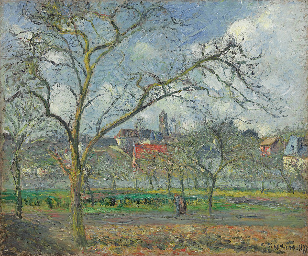 Sad w Saint-Ouen-l"Aumone zimą; Sad w Saint-Ouen-l"Aumone zimą, 1877 autorstwa Camille Jacob Pissarro