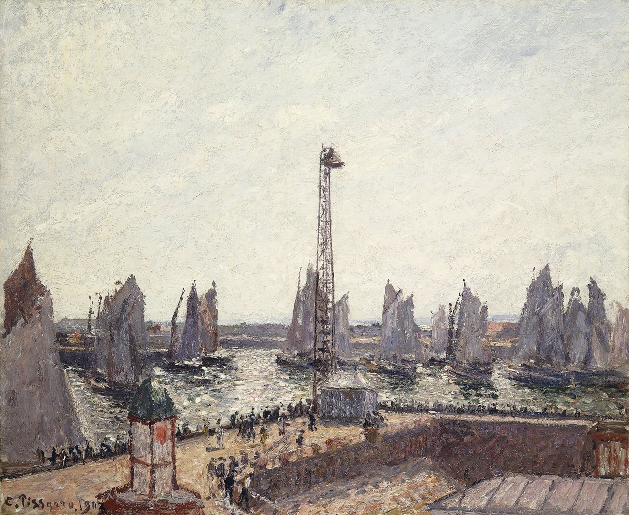 Port zewnętrzny i żurawie, Le Havre; Port zewnętrzny i Anse des Pilotes, Le Havre, 1903 autorstwa Camille Jacob Pissarro