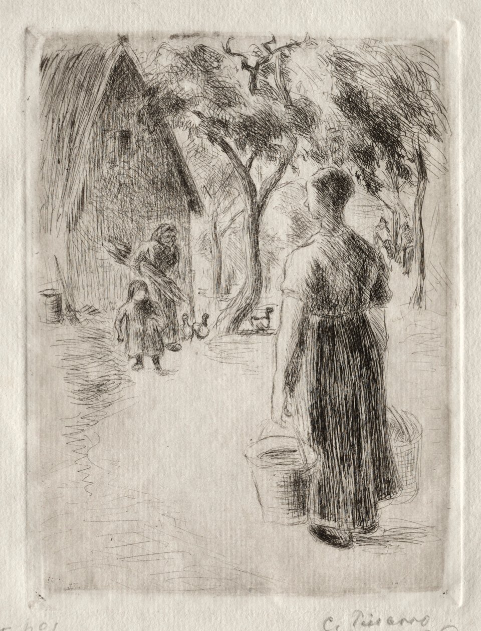 Chłopka niosąca wiadra, 1889. autorstwa Camille Jacob Pissarro