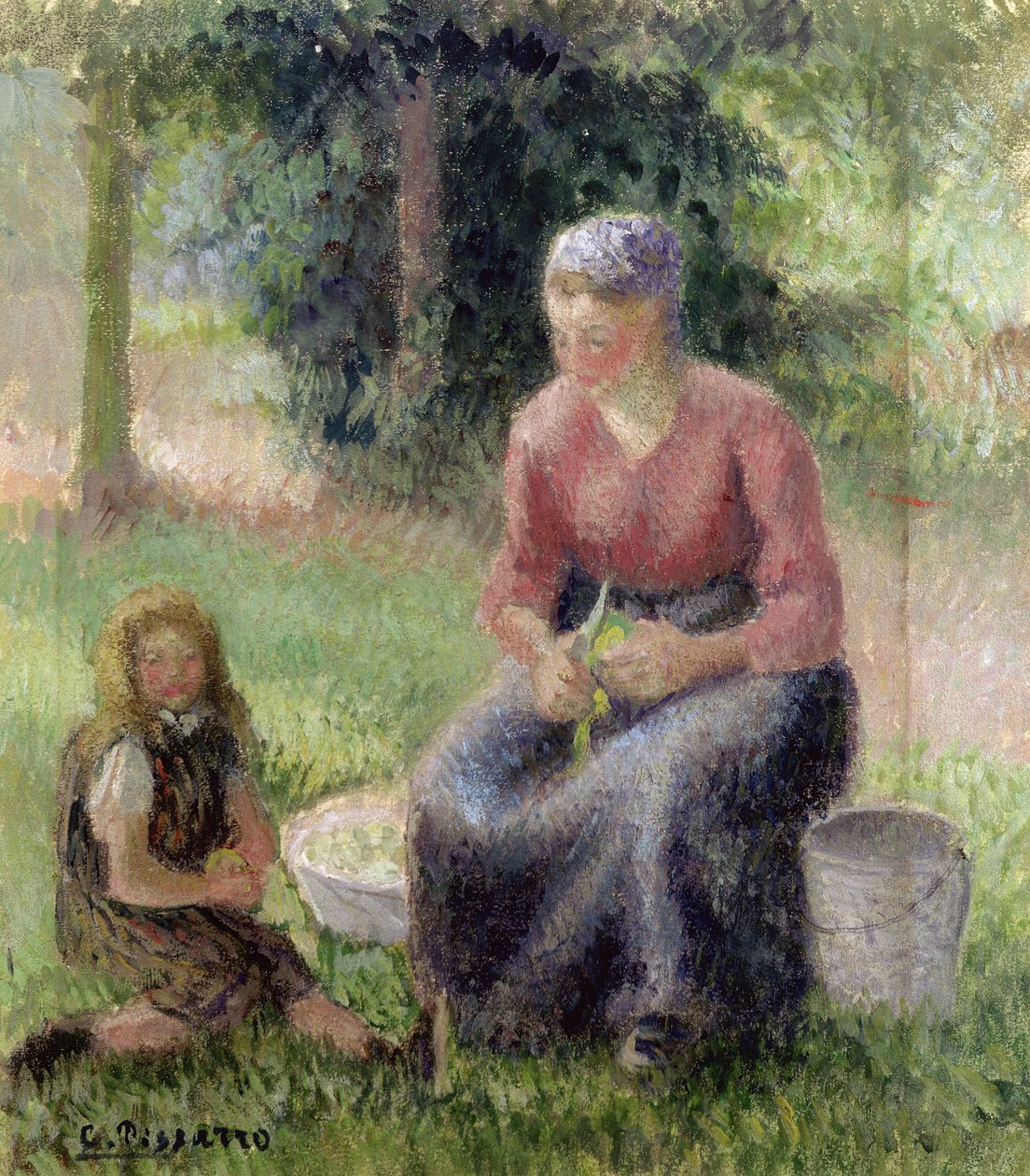 Chłopka i jej mała dziewczynka, ok. 1893 autorstwa Camille Jacob Pissarro