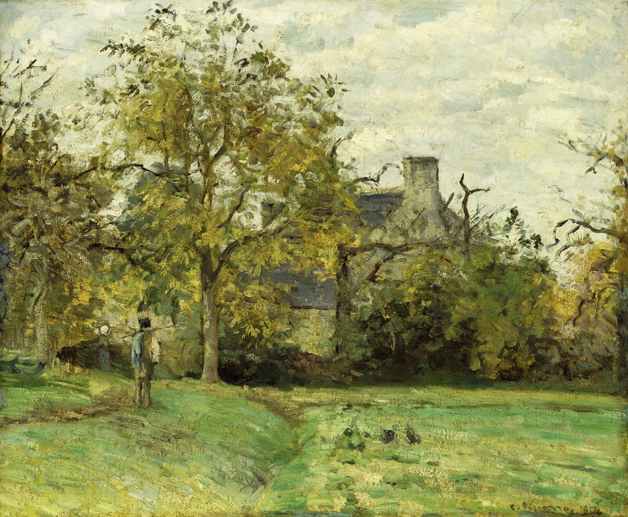 Dom Piette w Montfoucault, La Maison de Piette a Montfoucault, 1874 autorstwa Camille Jacob Pissarro
