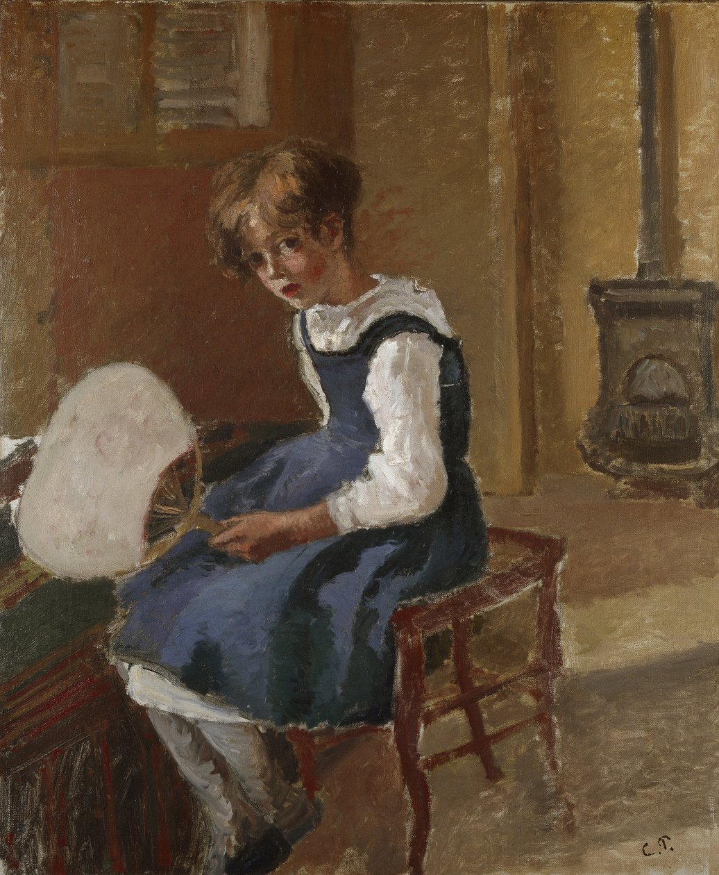 Portret Jeanne trzymającej wachlarz, XIX w. autorstwa Camille Jacob Pissarro