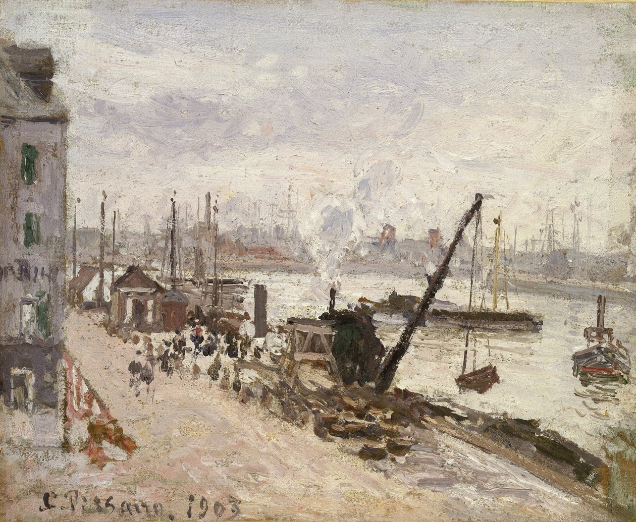 Nabrzeże w Le Havre, 1903 (olej na batyście) autorstwa Camille Jacob Pissarro