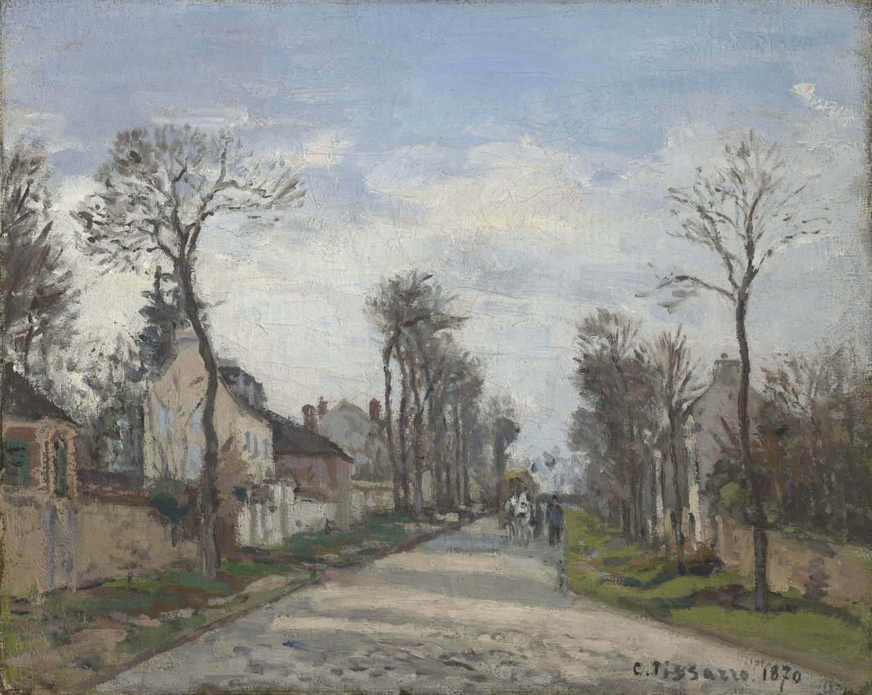 Droga do Wersalu, Louveciennes, 1870 autorstwa Camille Jacob Pissarro
