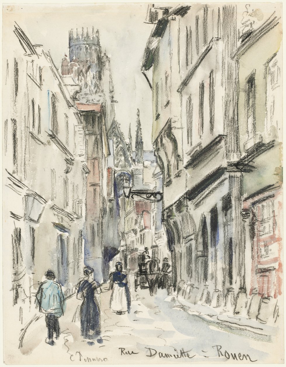 Rue Damiette, Rouen, ok. godz. 1884. autorstwa Camille Jacob Pissarro
