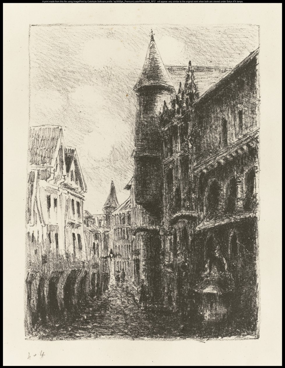 Rue Saint-Romain, Rouen, 1. płyta, 1896 autorstwa Camille Jacob Pissarro