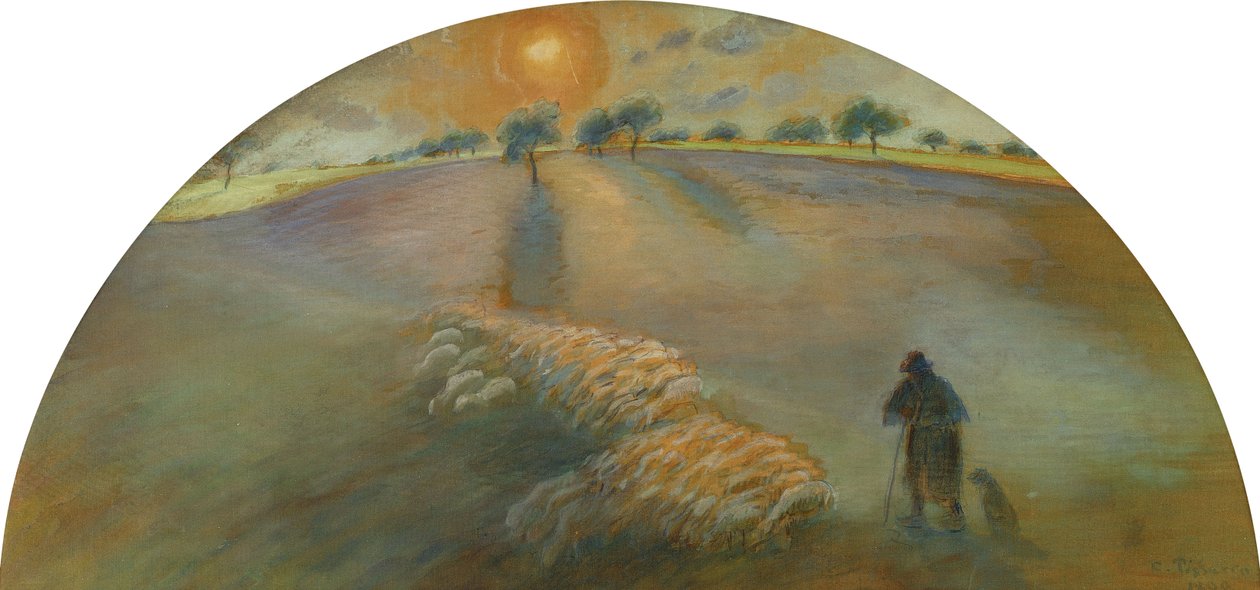 Pasterz i owce; Berger et Moutons, 1890 autorstwa Camille Jacob Pissarro