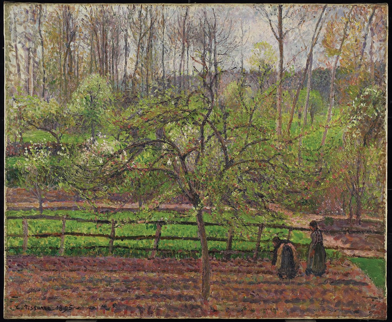 Wiosna, szara pogoda, Eragny, 1895 autorstwa Camille Jacob Pissarro