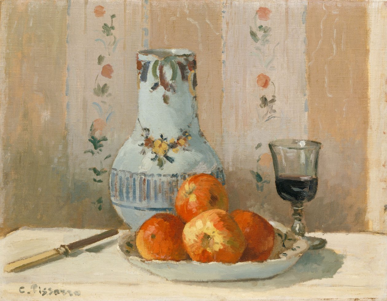 Martwa natura z jabłkami i dzbanem, 1872 autorstwa Camille Jacob Pissarro