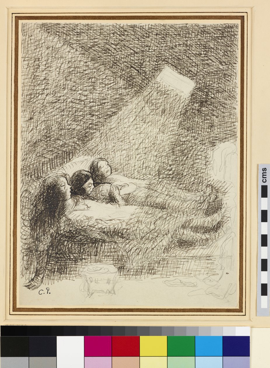 Study for The Asphysia (pióro i tusz na ołówku na papierze glazurowanym) autorstwa Camille Jacob Pissarro