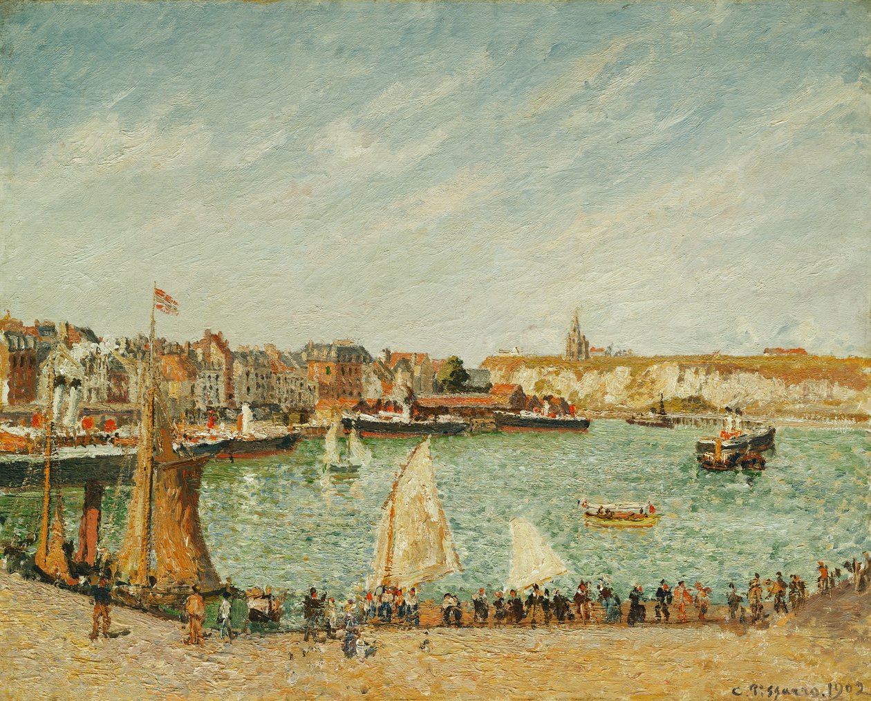 Popołudniowe słońce, Port zewnętrzny Dieppe; Popołudnie, słońce, port zewnętrzny Dieppe, 1902 autorstwa Camille Jacob Pissarro