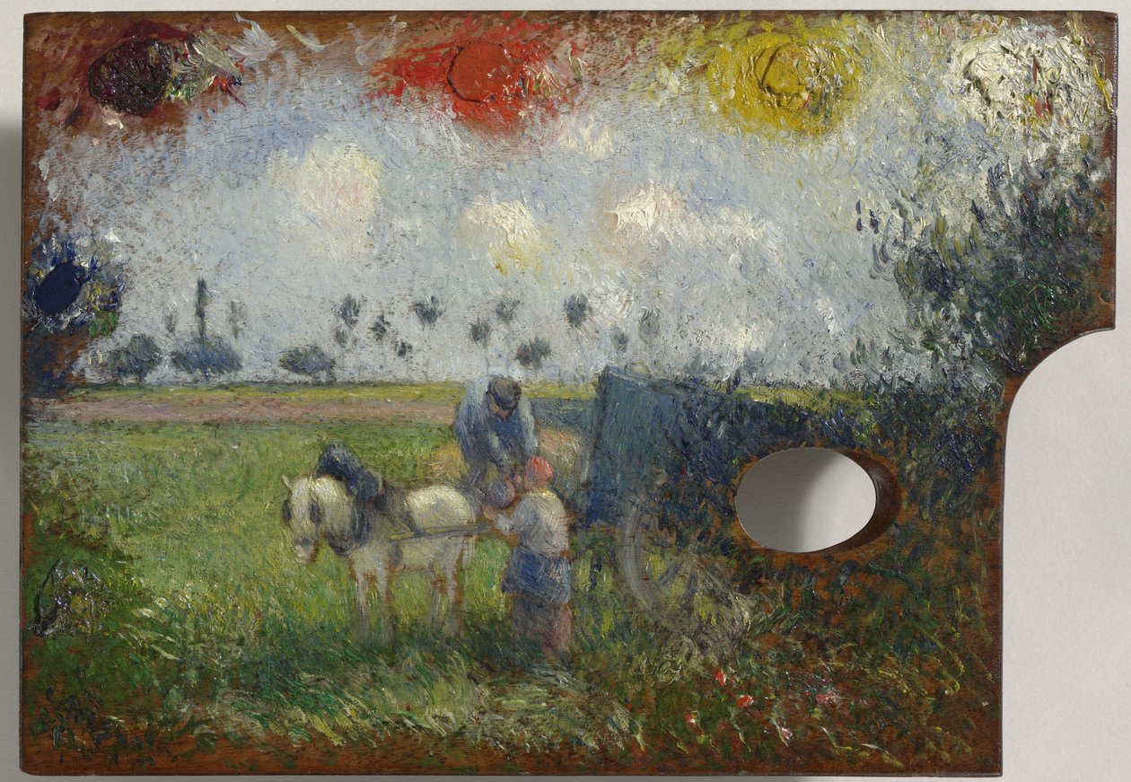 Paleta artysty z pejzażem, ok. 1878-80 autorstwa Camille Jacob Pissarro