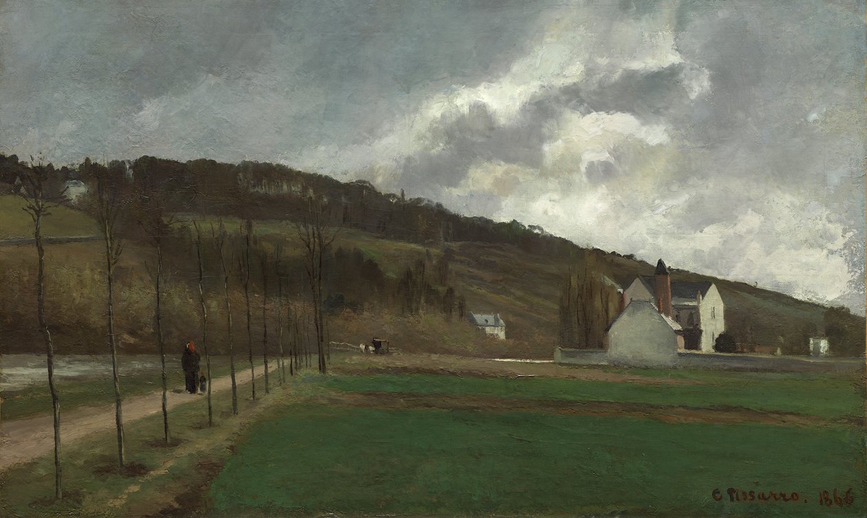 Brzegi Marny zimą, 1866 r. autorstwa Camille Jacob Pissarro
