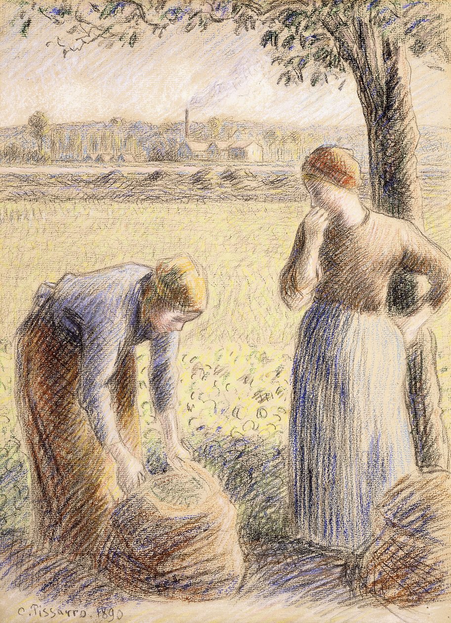 Zbieracze; Zbieranie, 1890 autorstwa Camille Jacob Pissarro
