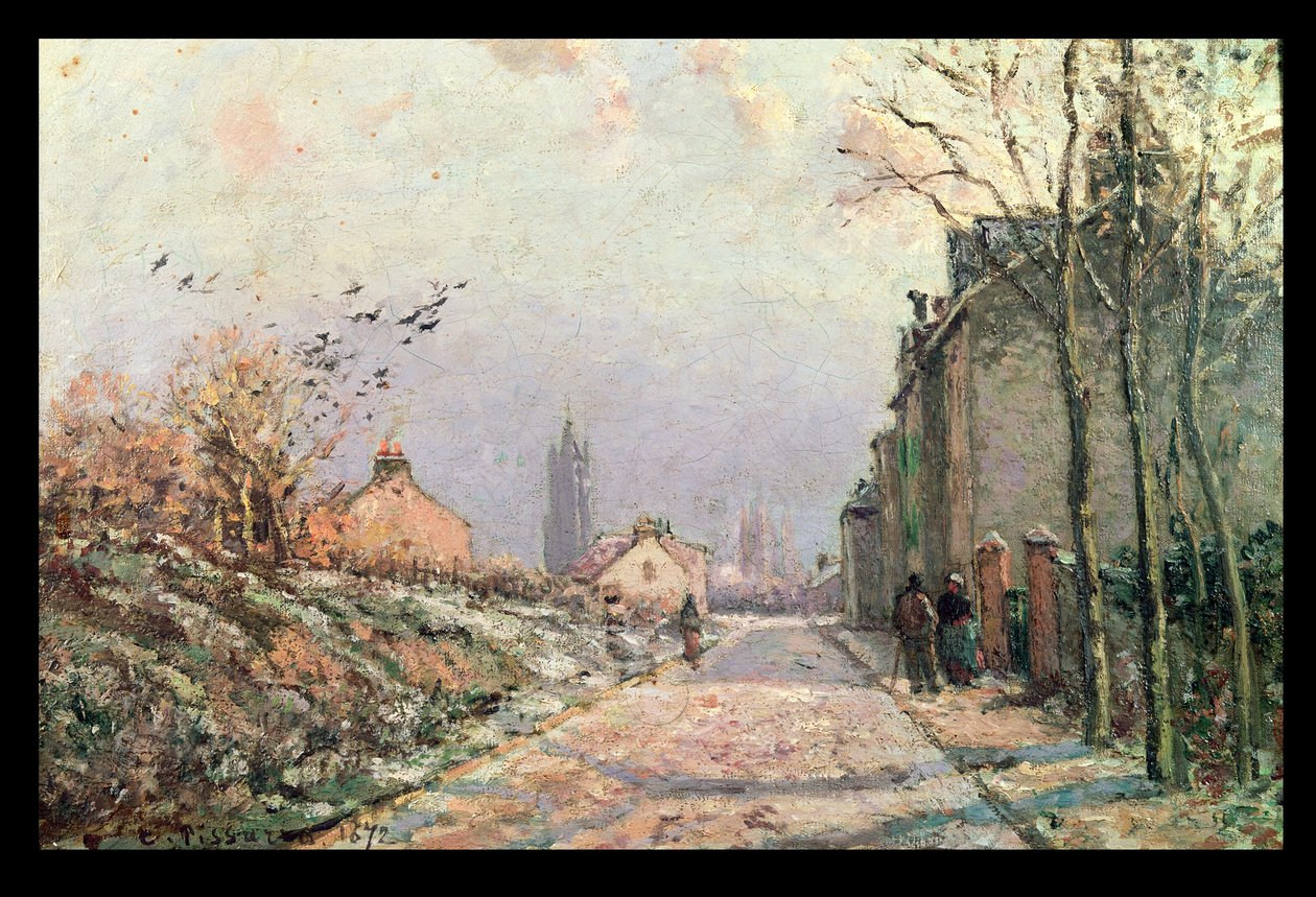 Droga, efekt zimy; La Route, Effet d"Hiver, 1872 autorstwa Camille Jacob Pissarro