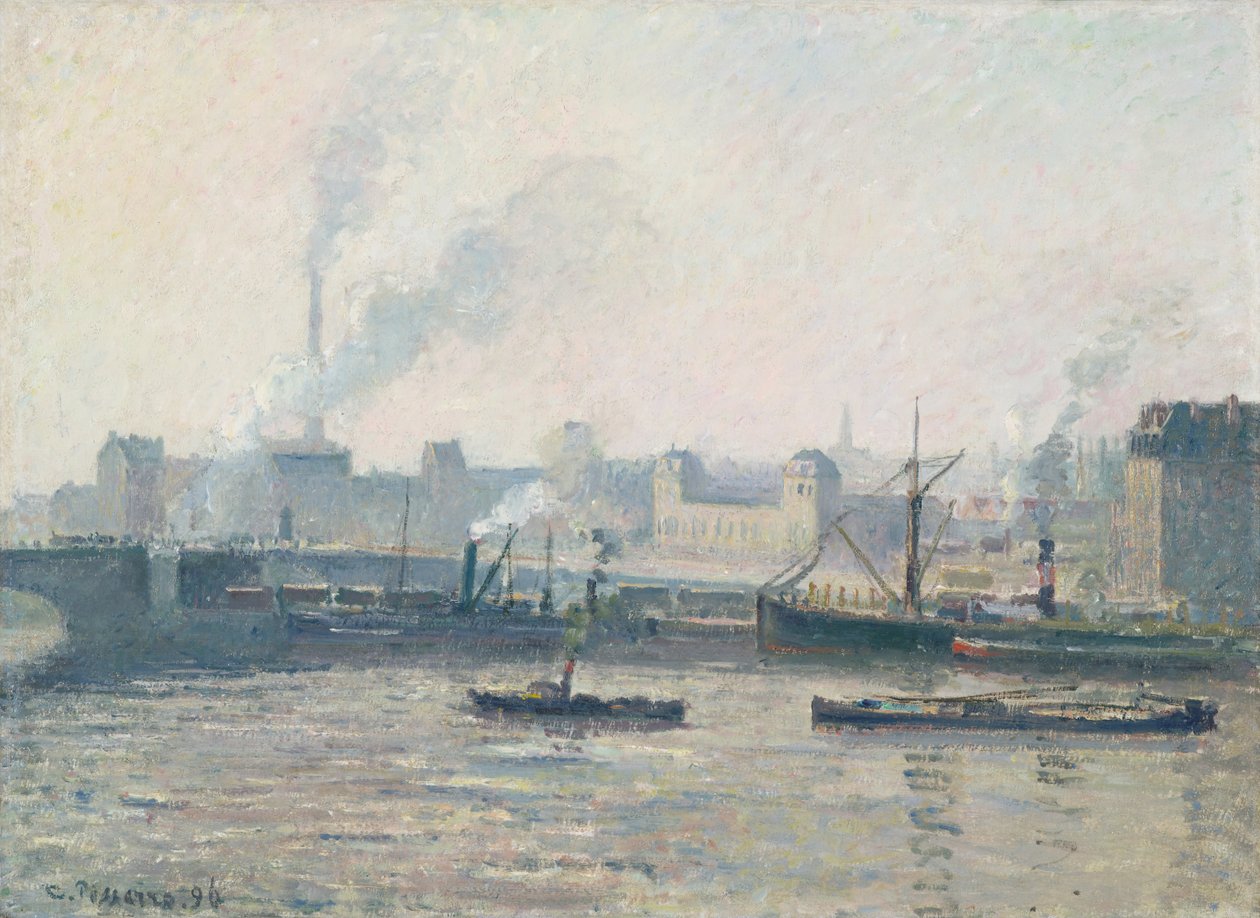 Most Saint-Sever, Rouen: Mgła, 1896 autorstwa Camille Jacob Pissarro