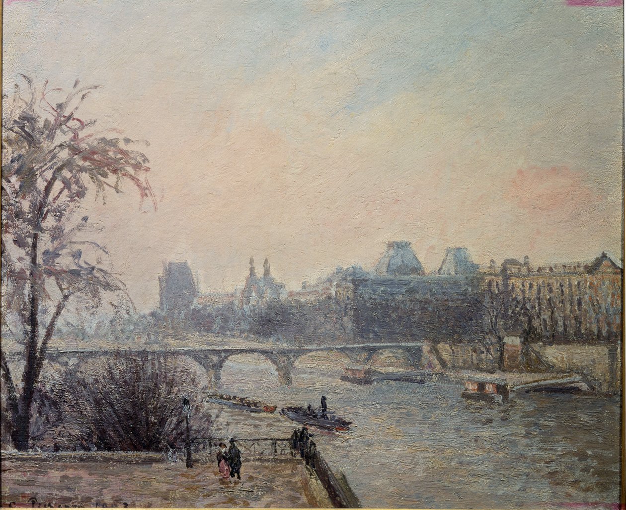 Sekwana i Luwr (olej na płótnie) autorstwa Camille Jacob Pissarro