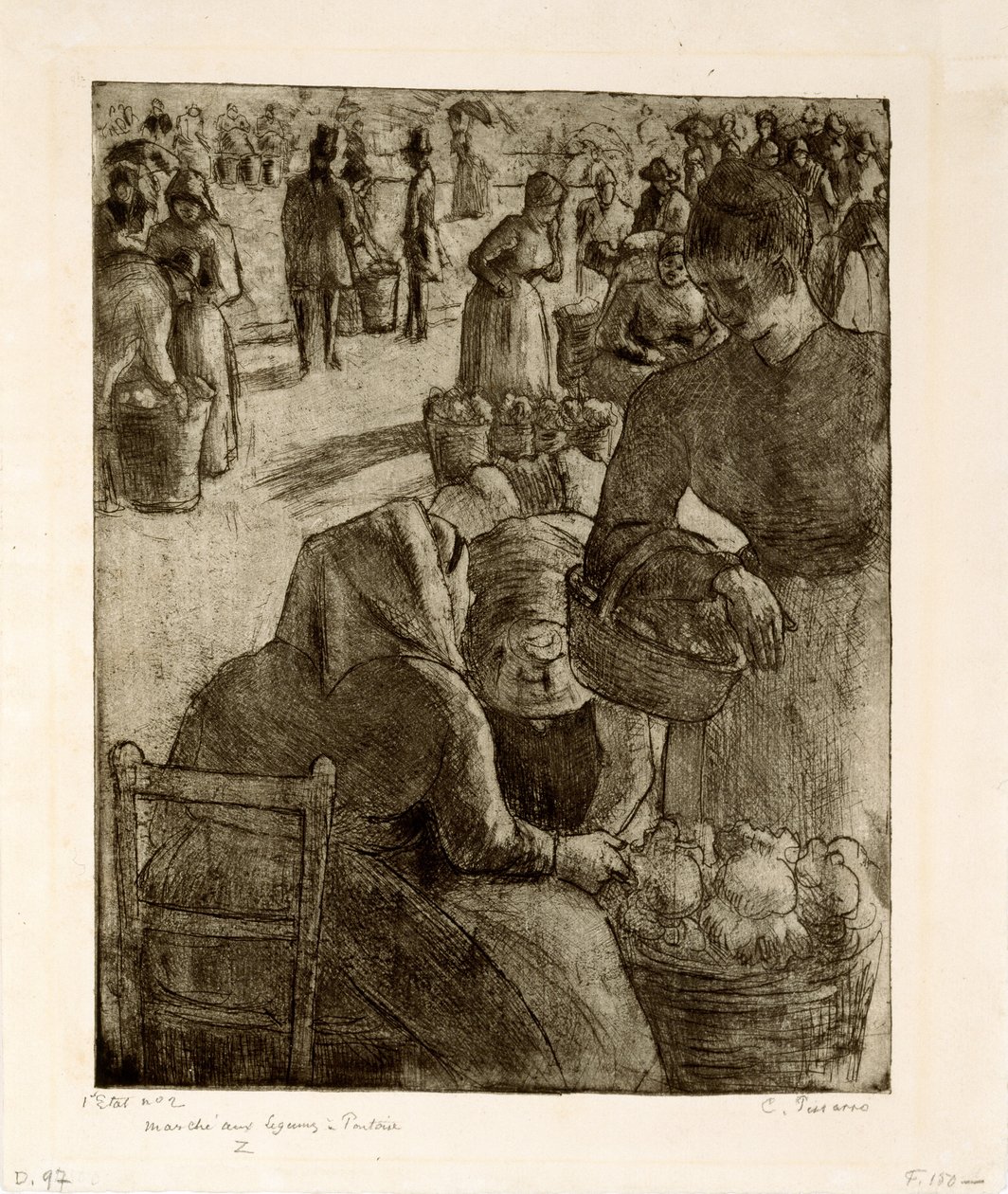 Targ warzywny w Pontoise, 1891 autorstwa Camille Jacob Pissarro