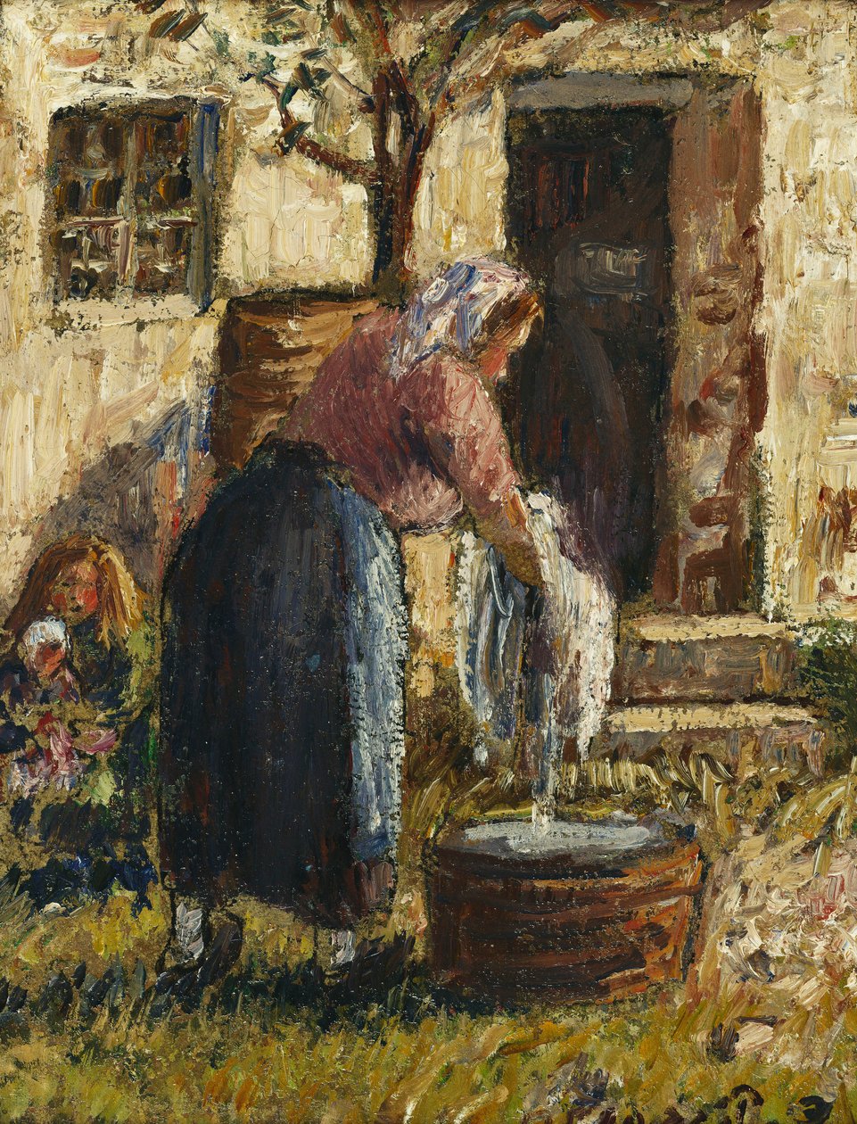Praczka; Pralka, ok.1898 autorstwa Camille Jacob Pissarro