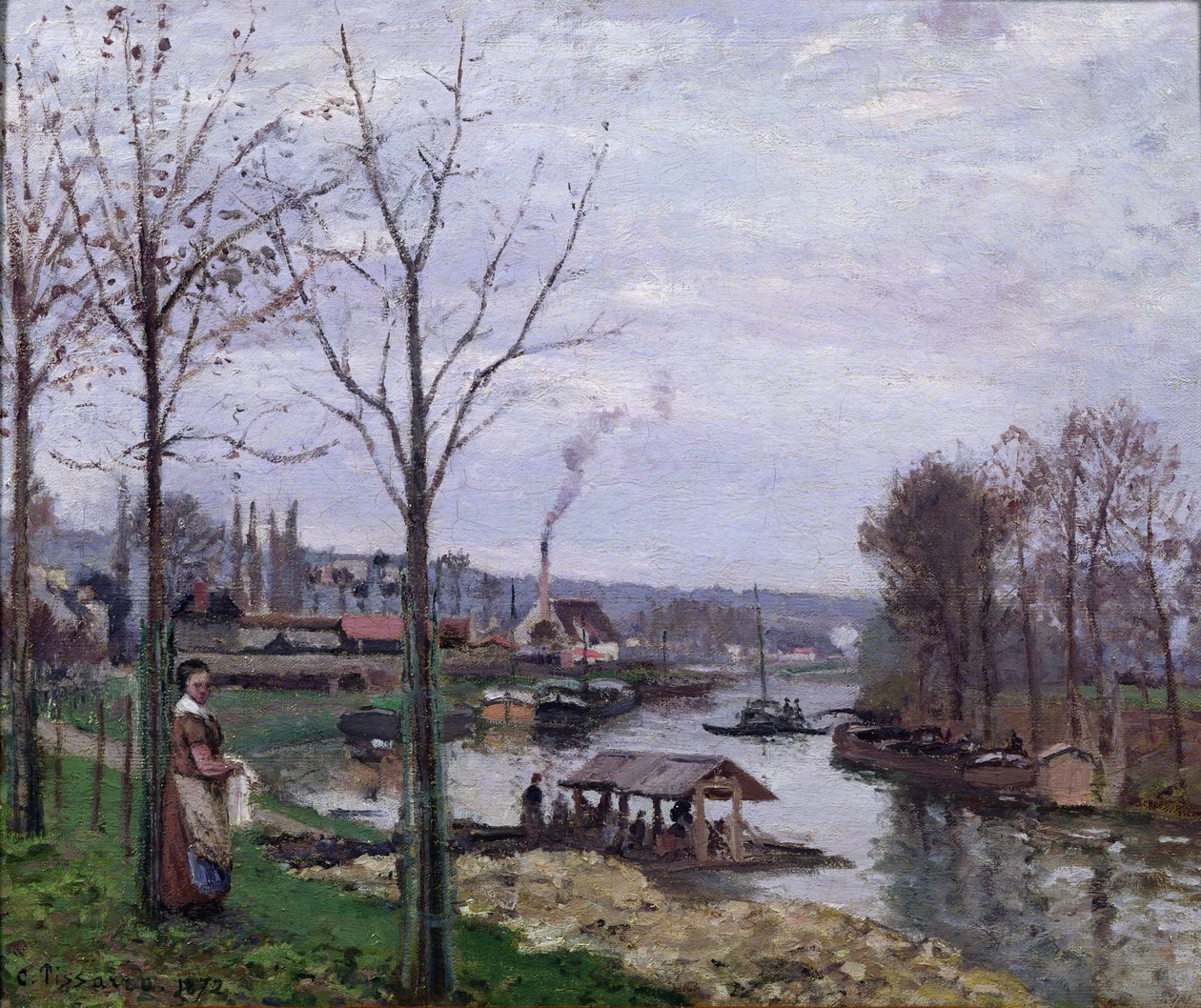 Pralnia, Pontoise Port-Marly lub Pralnia, 1872 autorstwa Camille Jacob Pissarro