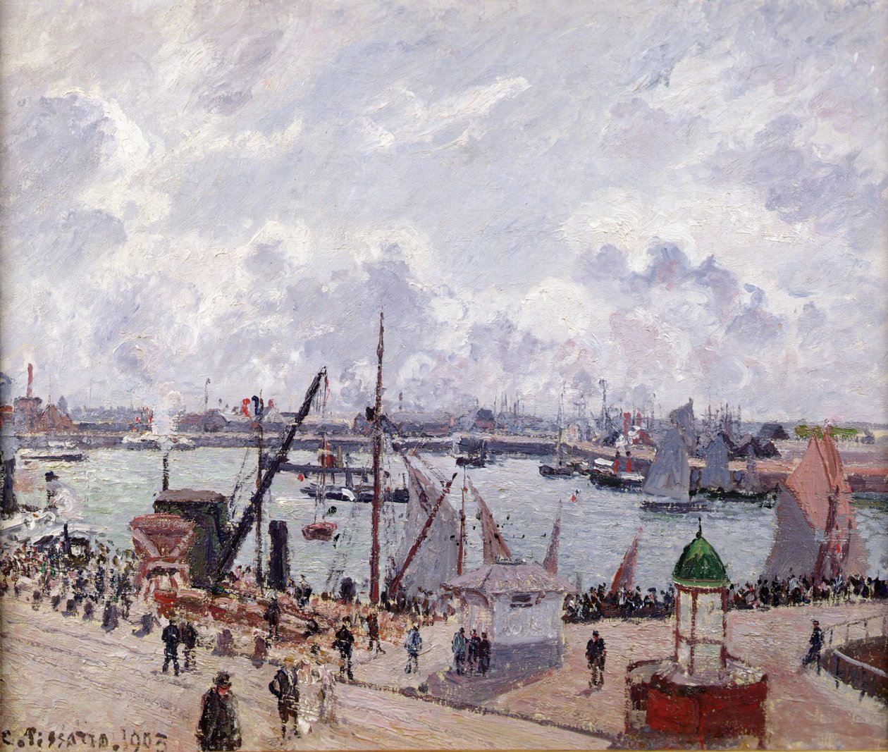 Zewnętrzny port Le Havre, Quai de Southampton, łódź Honfleur opuszczająca port, 1903 autorstwa Camille Jacob Pissarro