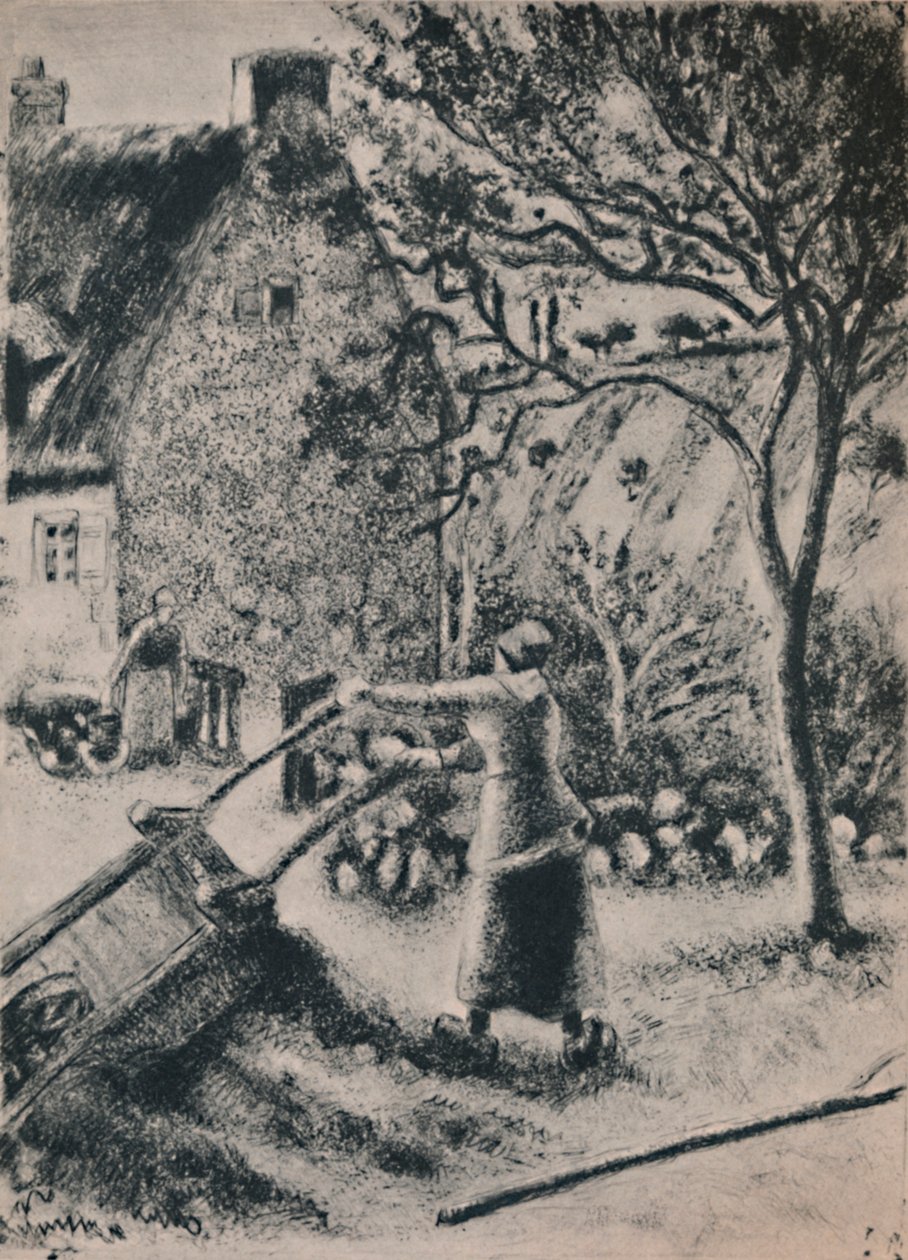 Kobieta opróżniająca taczkę, ok.1880, 1946 autorstwa Camille Jacob Pissarro