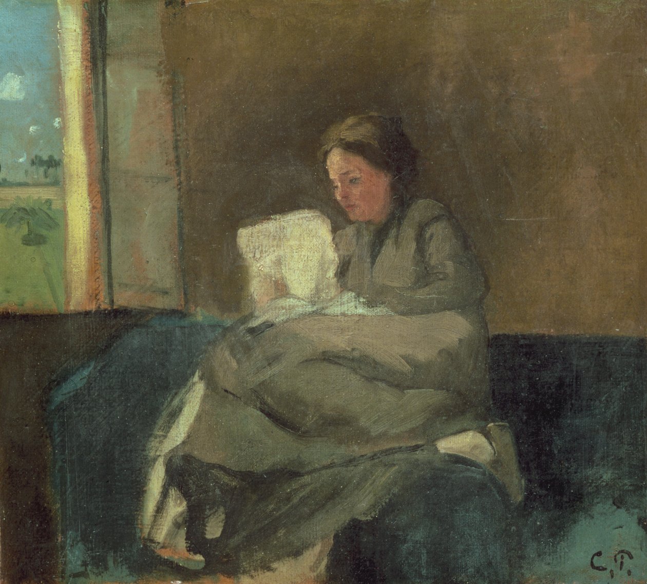 Kobieta czytająca autorstwa Camille Jacob Pissarro