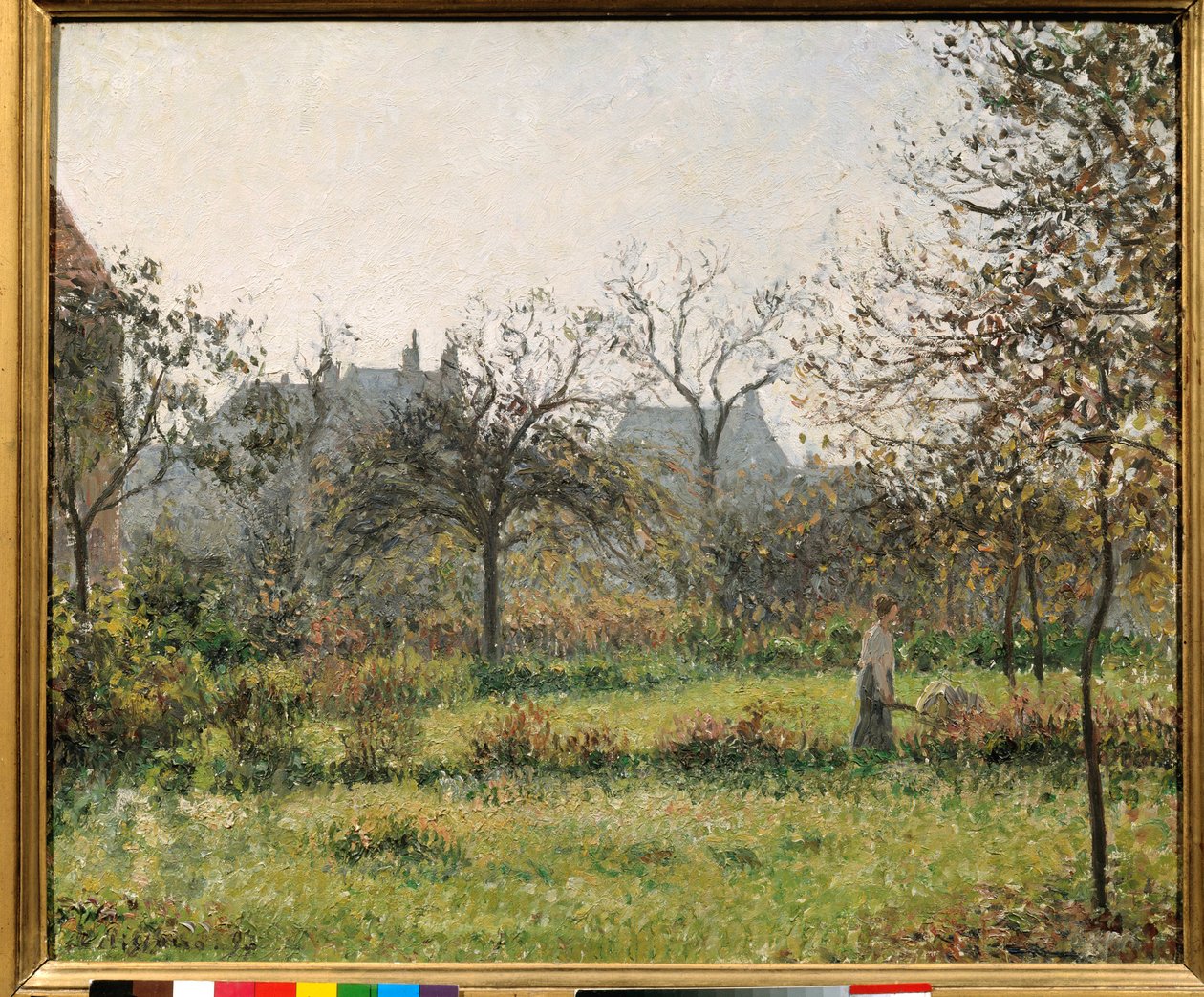 Kobieta w sadzie, jesienny poranek, ogród Eragny Obraz Camille Pissarro (1830-1903) 1897 nd. 0,54x0,65 m Paryż, musee d