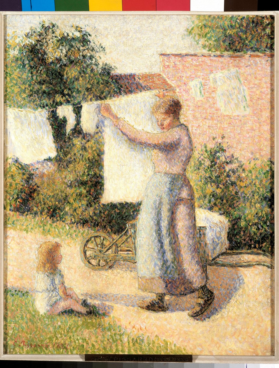Kobieta rozciągająca płótno Obraz Camille Pissarro (1830-1903) 1887. wym. 0,41 x 0,32 m Paryż, musee d
