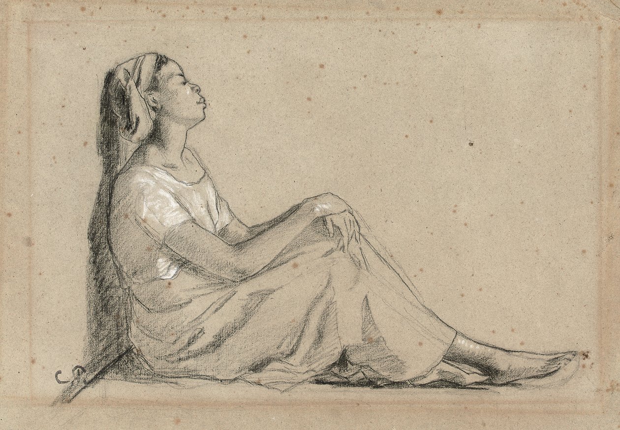 Młoda czarna kobieta siedząca, 1855-7 autorstwa Camille Jacob Pissarro