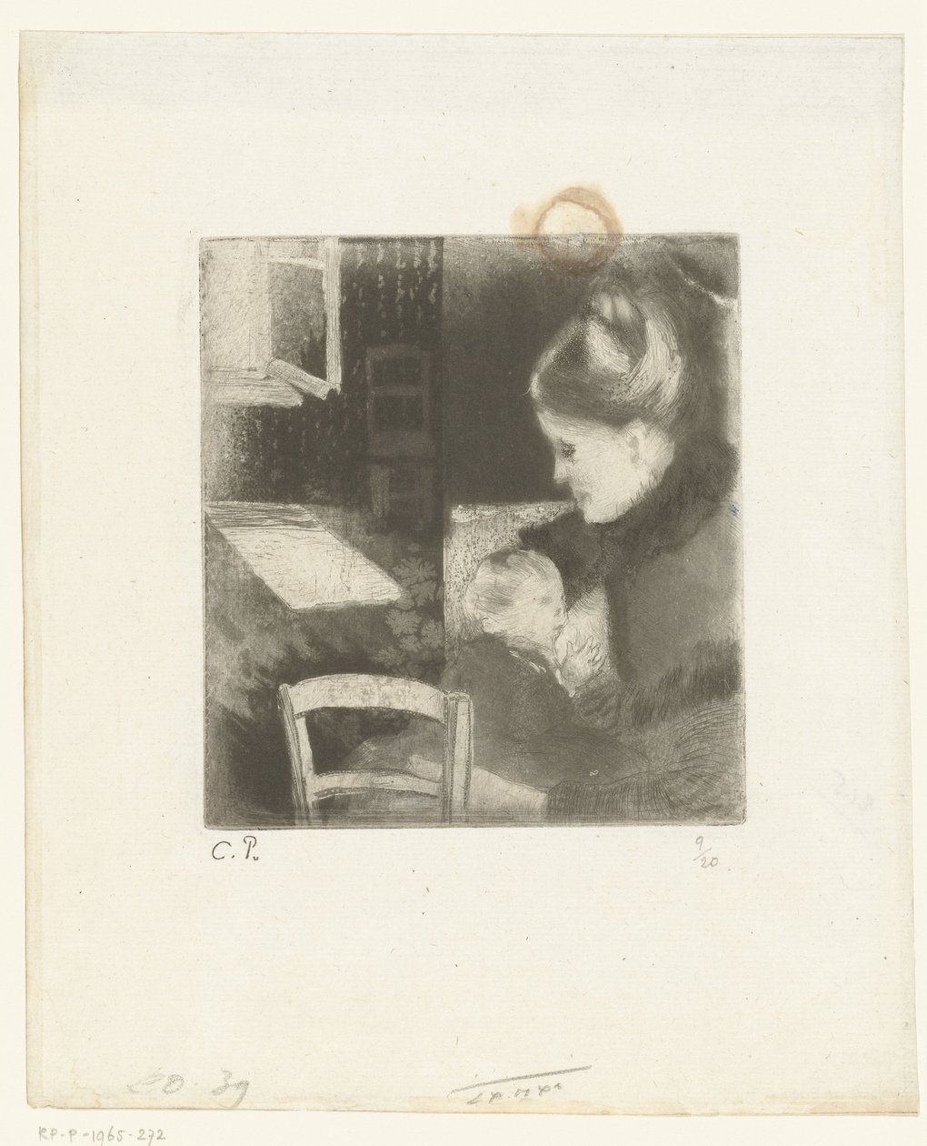 Kobieta karmiąca Enfant têtant sa mère autorstwa Camille Jacob Pissarro