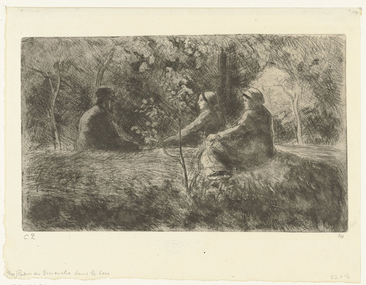 Zondagse rdza w het bos Niedzielny odpoczynek w lesie autorstwa Camille Jacob Pissarro
