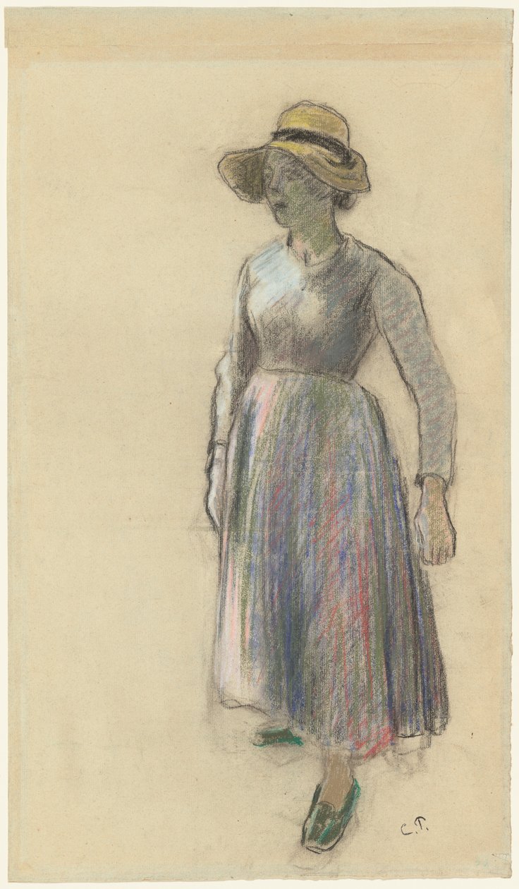 Wieśniaczka w słomkowym kapeluszu, ok. 1930 r. 1892. autorstwa Camille Pissarro