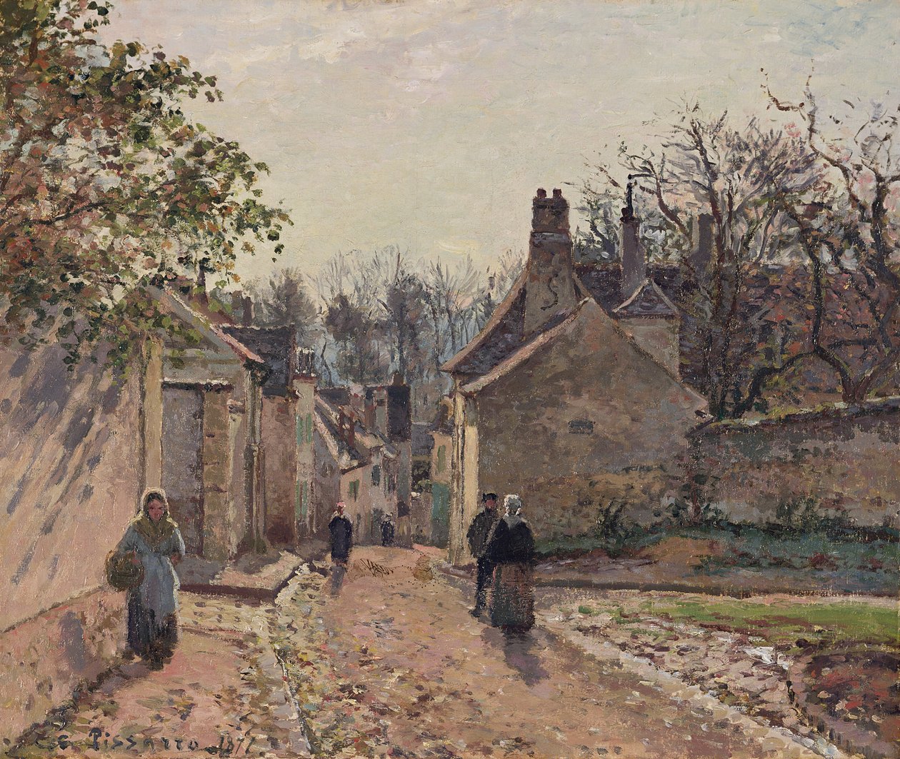 Wiejska ulica, Louveciennes autorstwa Camille Pissarro