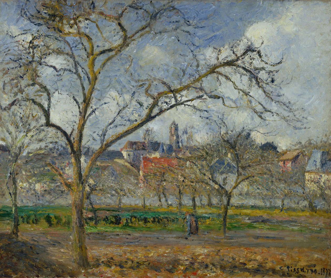 Sad w Pontoise zimą autorstwa Camille Pissarro