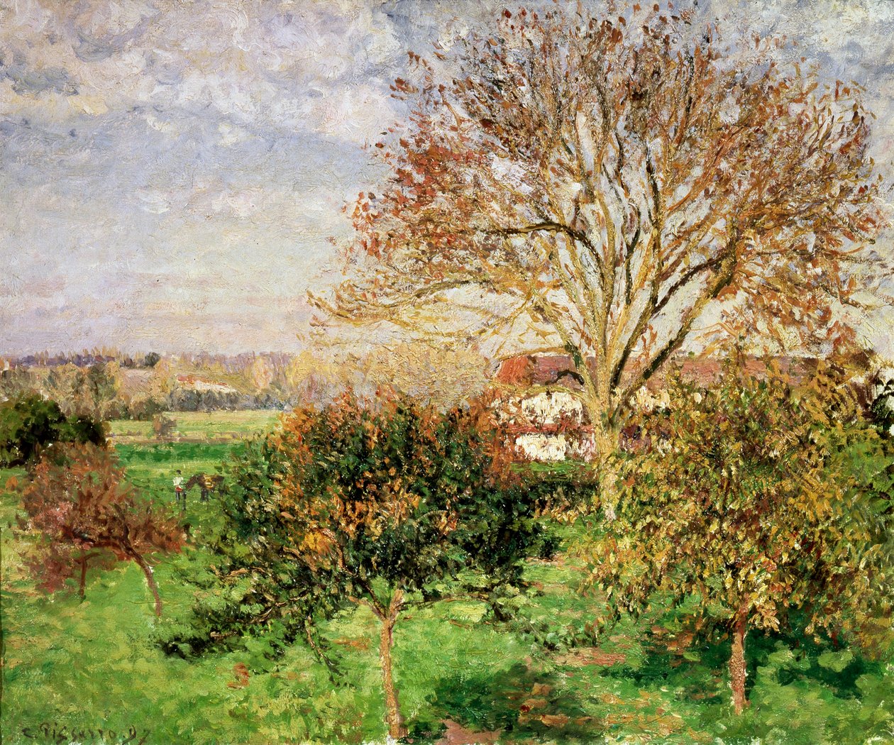 Jesienny poranek w Èragny, 1897 autorstwa Camille Jacob Pissarro