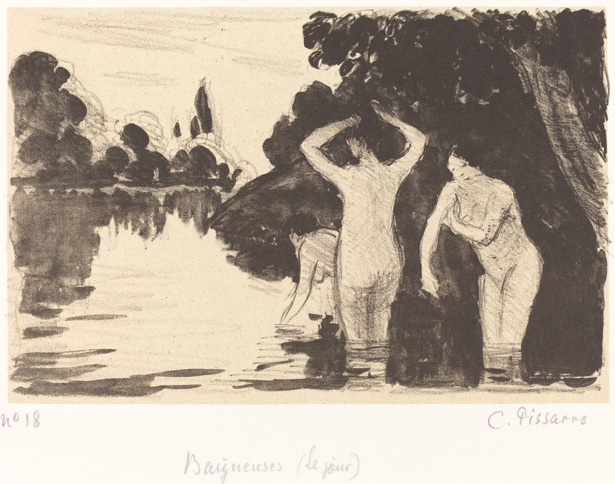 Kąpiących się, ok. 1895. autorstwa Camille Pissarro