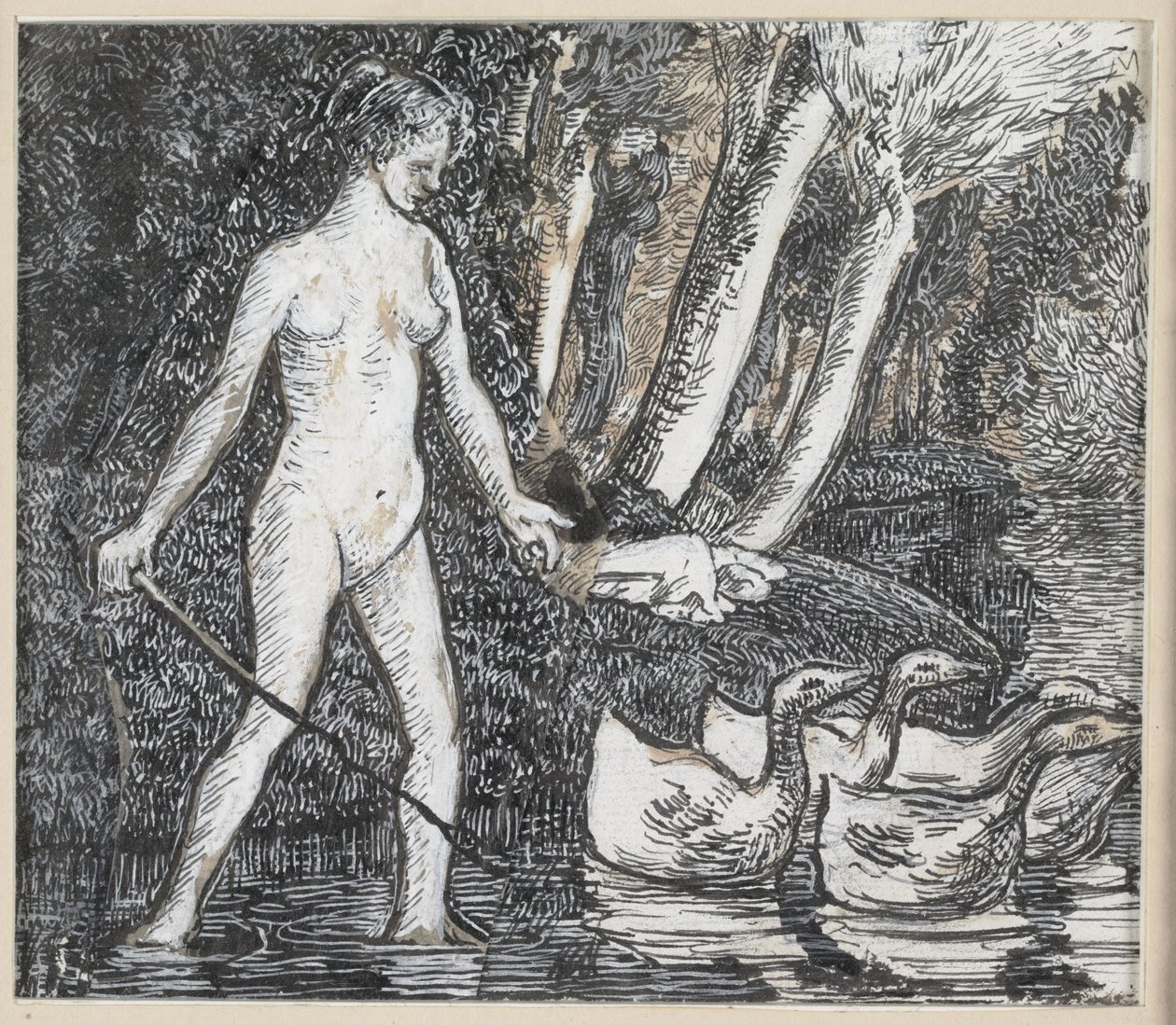 Kąpiący się z gęsiami, 1895 autorstwa Camille Jacob Pissarro