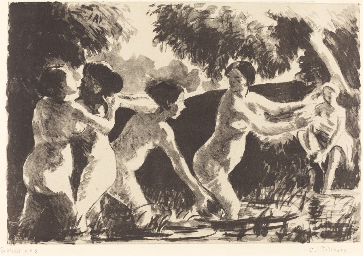 Zapasy kąpiących się Baigneuses luttants, 1896. autorstwa Camille Pissarro