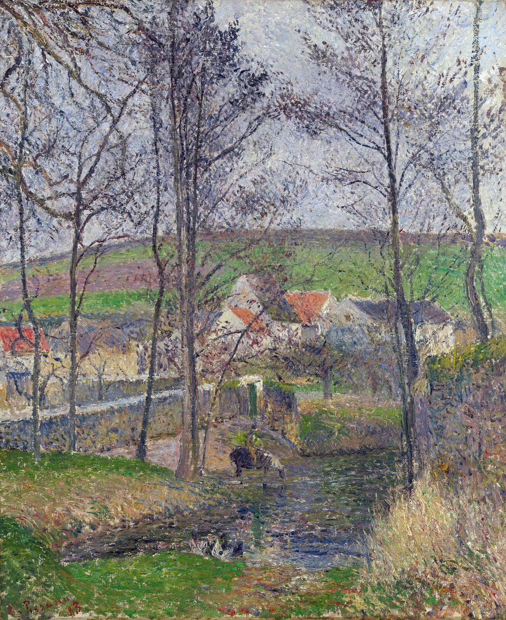 Banks of the Viosne at Osny, grey weather, winter - Obraz Camille Pissarro (1830-1903) Banks of the Viosne at Osny in grey weather - Olej na płótnie 1883 National Gallery of Victoria, Melbourne 65,3x54,5 autorstwa Camille Pissarro