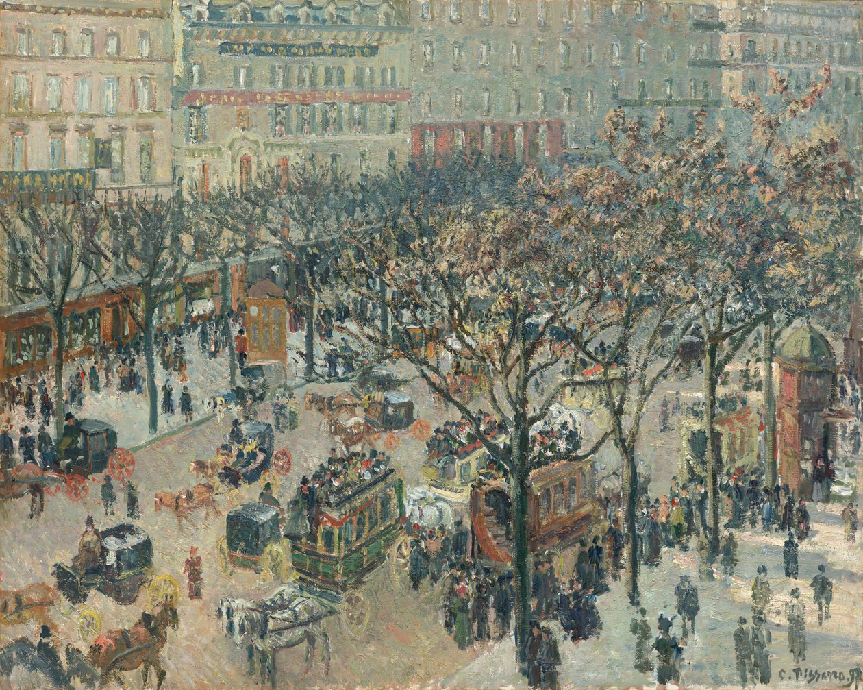 Boulevard des Italiens, rano, światło słoneczne autorstwa Camille Pissarro