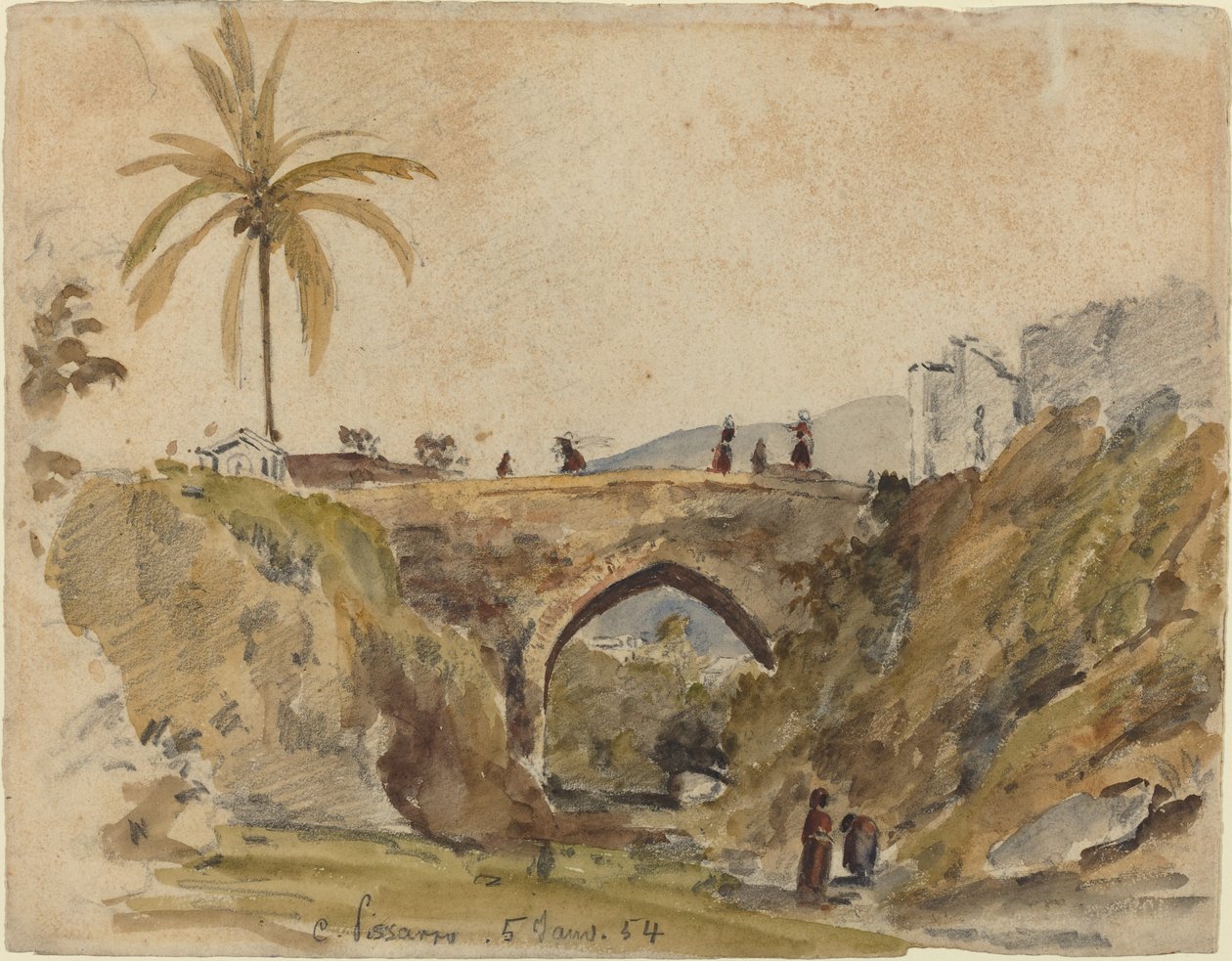 Most w Caracas, 1854. autorstwa Camille Pissarro
