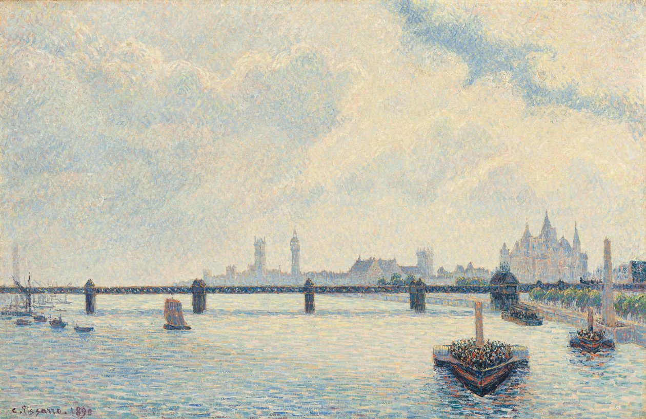 Charing Cross Bridge, Londyn autorstwa Camille Pissarro
