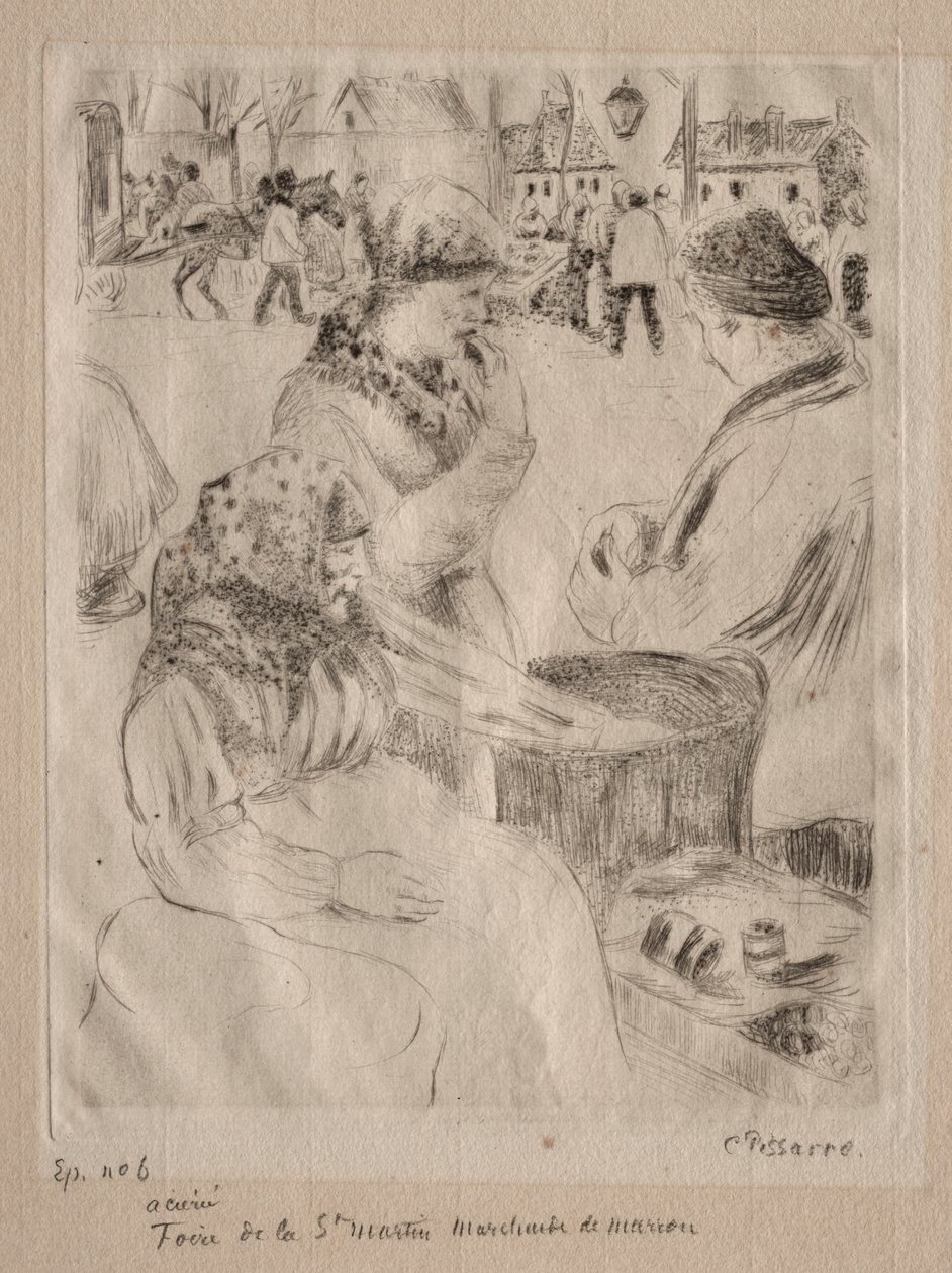 Sprzedawca kasztanów autorstwa Camille Pissarro